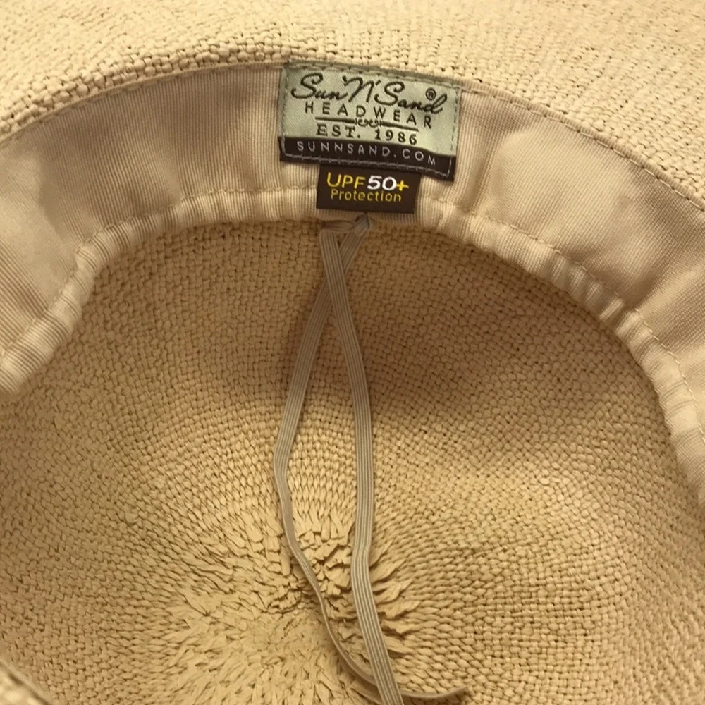 NWOT Sun 'N' Sand Melina Crochet Straw Wide Brim Hat Natural